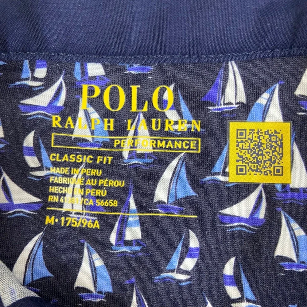 Polo Ralph Lauren Performance Classic Fit Med Sailboat Print Polo Shirt Mens NEW